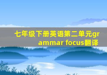 七年级下册英语第二单元grammar focus翻译